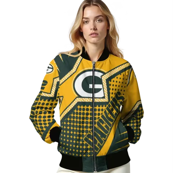 custom green bay packers star burst green bomber jacket latest model
