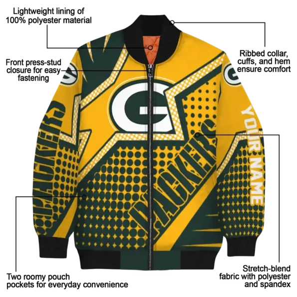custom green bay packers star burst green bomber jacket new arrival