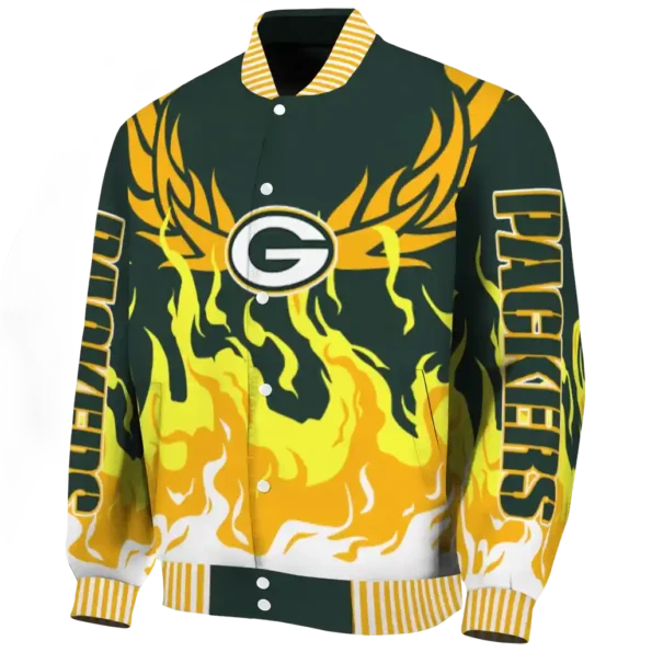 custom green bay packers winged blaze green white varsity jacket best selling.webp