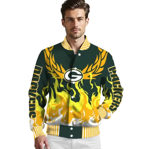 custom green bay packers winged blaze green white varsity jacket high quality.webp