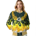 custom green bay packers winged blaze green white varsity jacket best selling.webp