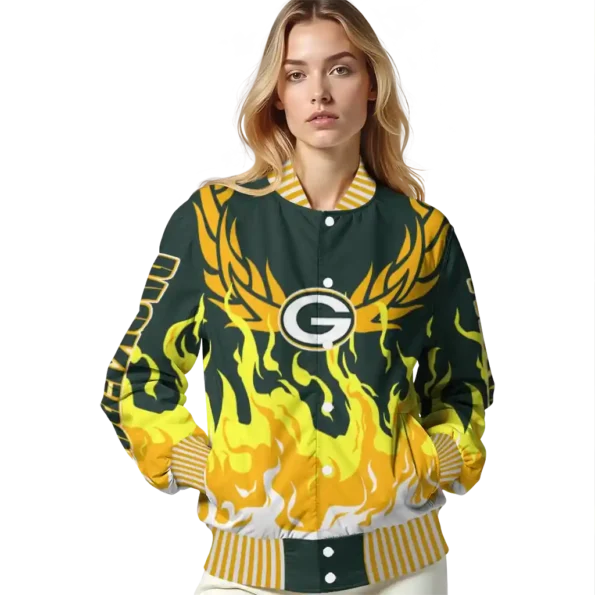 custom green bay packers winged blaze green white varsity jacket latest model.webp
