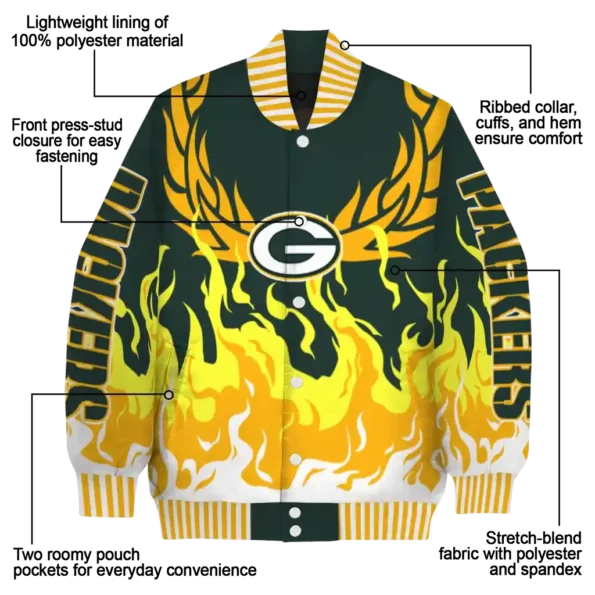 custom green bay packers winged blaze green white varsity jacket new arrival.webp