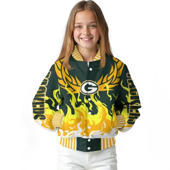 custom green bay packers winged blaze green white varsity jacket top rated.webp