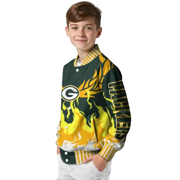 custom green bay packers winged blaze green white varsity jacket trendy.webp