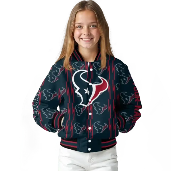 custom houston texans bolt stripe blue varsity jacket top rated.webp