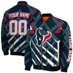 custom houston texans chevron angles blue bomber jacket best selling