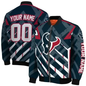 custom houston texans chevron angles blue bomber jacket fashion forward