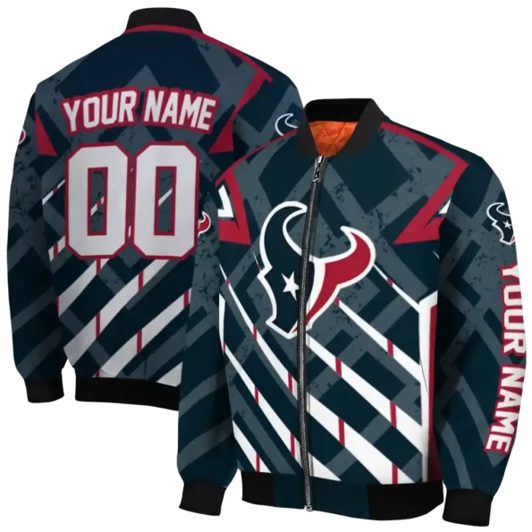 custom houston texans chevron angles blue bomber jacket fashion forward