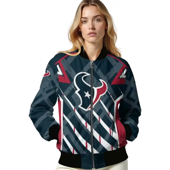 custom houston texans chevron angles blue bomber jacket latest model