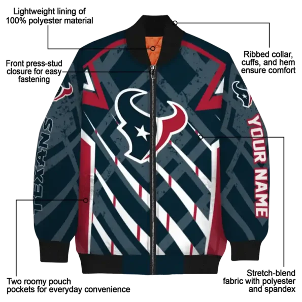 custom houston texans chevron angles blue bomber jacket new arrival