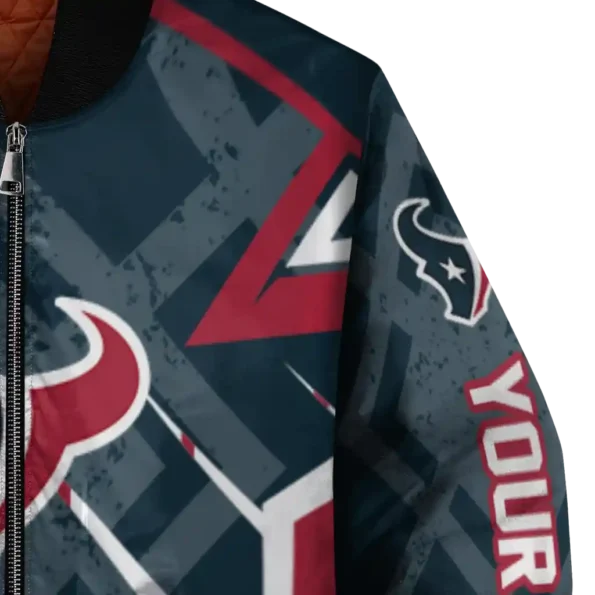 custom houston texans chevron angles blue bomber jacket premium grade
