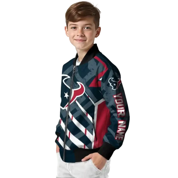 custom houston texans chevron angles blue bomber jacket trendy