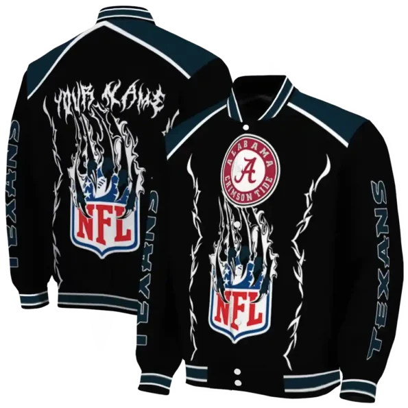 custom houston texans claw blood blue black varsity jacket fashion forward.webp