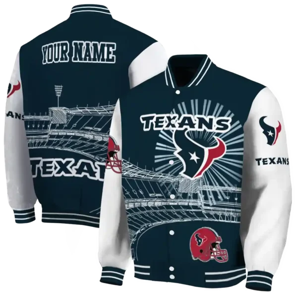 custom houston texans ferris arena blue white varsity jacket fashion forward.webp