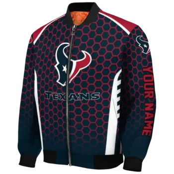 custom houston texans hexagon grid blue bomber jacket best selling