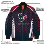 custom houston texans hexagon grid blue bomber jacket best selling