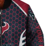 custom houston texans hexagon grid blue bomber jacket best selling