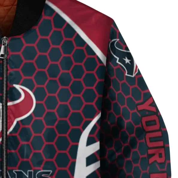 custom houston texans hexagon grid blue bomber jacket premium grade