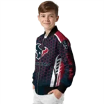 custom houston texans hexagon grid blue bomber jacket best selling