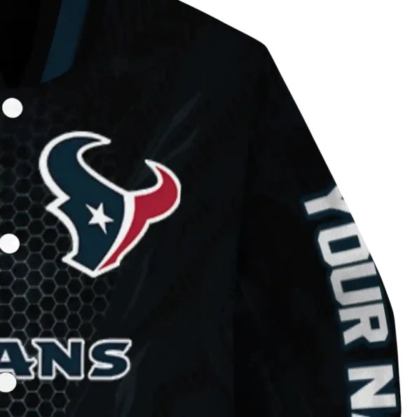 custom houston texans hexagon mesh blue black varsity jacket premium grade.webp