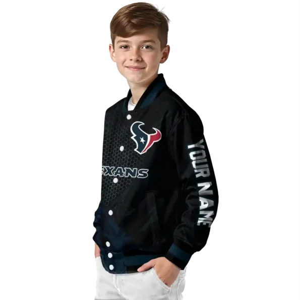 custom houston texans hexagon mesh blue black varsity jacket trendy.webp