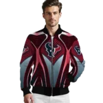 custom houston texans mesh chest red crocs black bomber jacket best selling