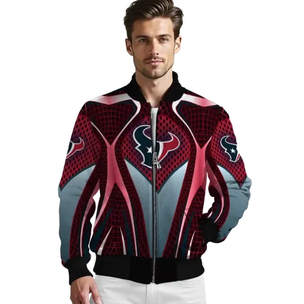 custom houston texans mesh chest red crocs black bomber jacket high quality