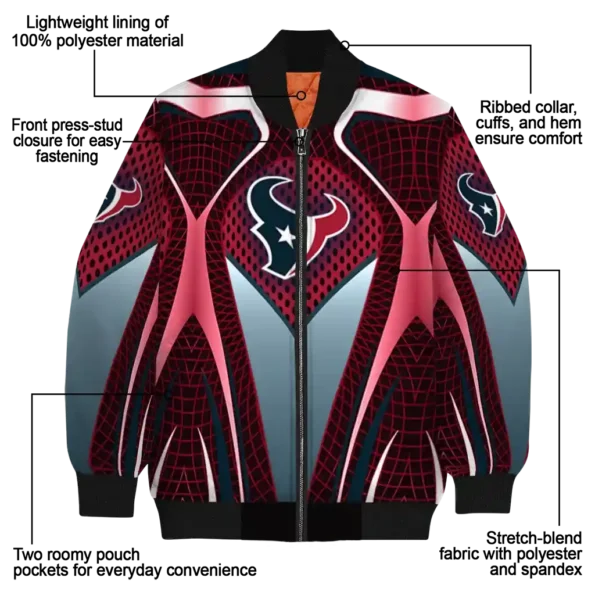 custom houston texans mesh chest red crocs black bomber jacket new arrival