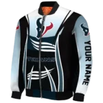 custom houston texans mesh effect blue black bomber jacket best selling