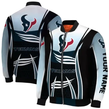 custom houston texans mesh effect blue black bomber jacket fashion forward