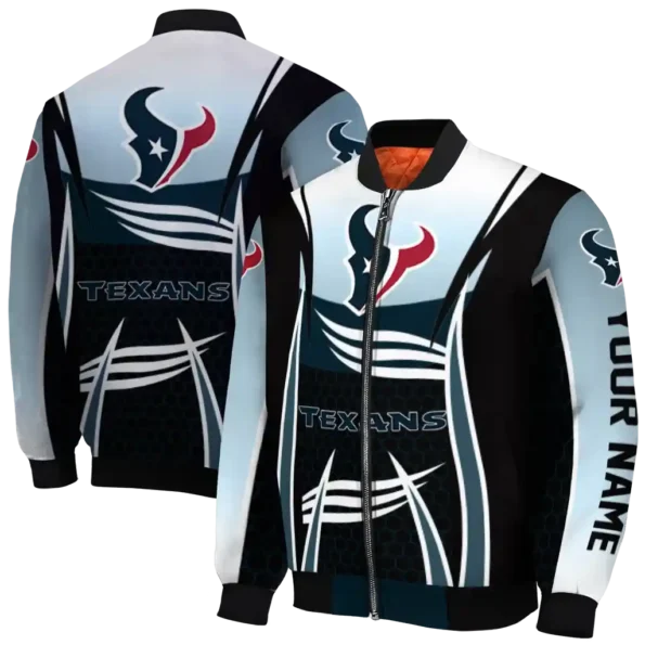 custom houston texans mesh effect blue black bomber jacket fashion forward