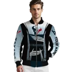 custom houston texans mesh effect blue black bomber jacket best selling