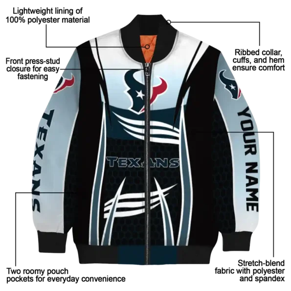 custom houston texans mesh effect blue black bomber jacket new arrival