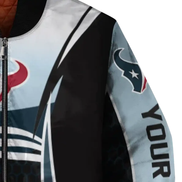 custom houston texans mesh effect blue black bomber jacket premium grade