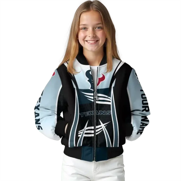 custom houston texans mesh effect blue black bomber jacket top rated