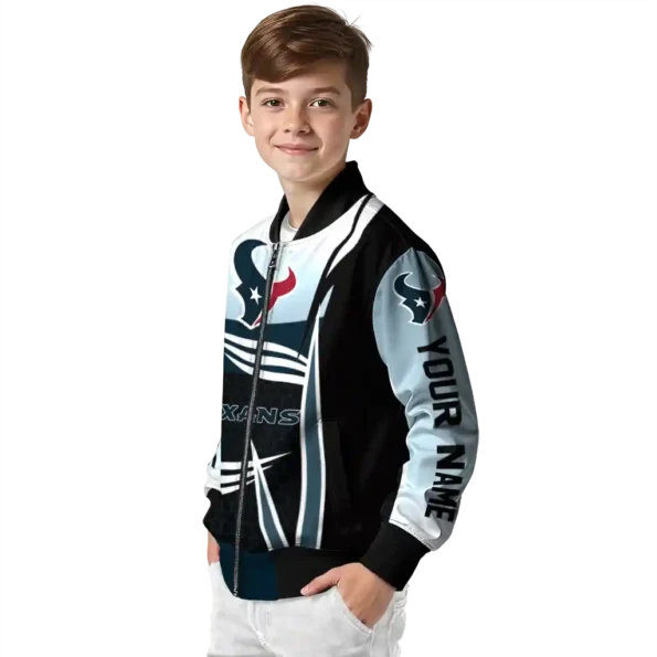 custom houston texans mesh effect blue black bomber jacket trendy