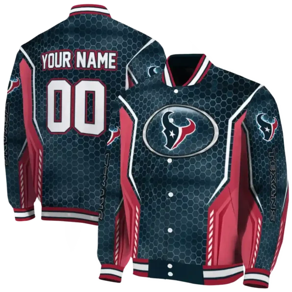 custom houston texans power plate blue varsity jacket fashion forward.webp
