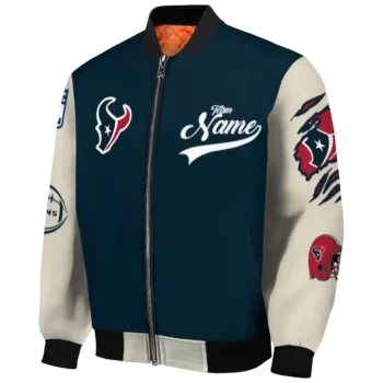 custom houston texans razorback outline blue nude bomber jacket best selling