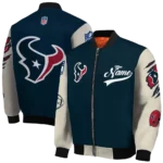 custom houston texans razorback outline blue nude bomber jacket best selling