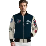 custom houston texans razorback outline blue nude bomber jacket best selling