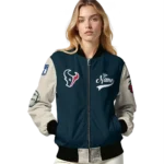 custom houston texans razorback outline blue nude bomber jacket best selling