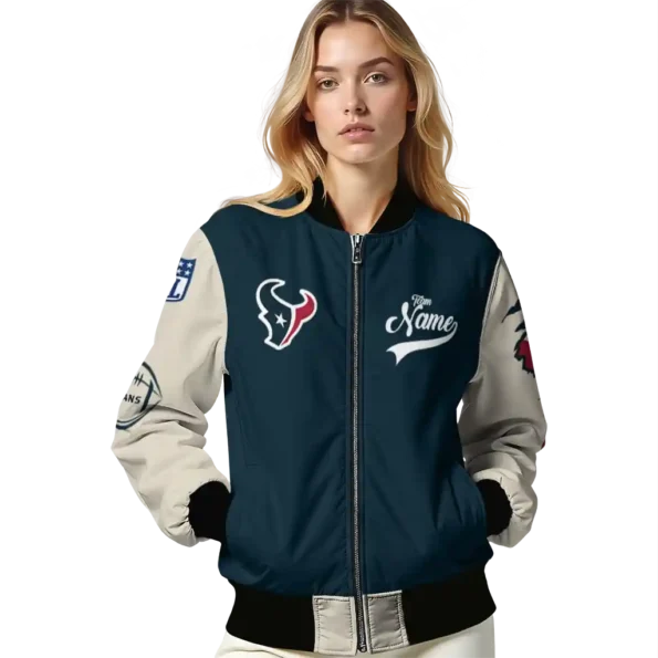 custom houston texans razorback outline blue nude bomber jacket latest model