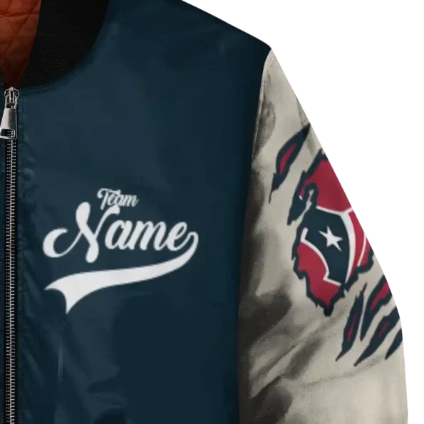 custom houston texans razorback outline blue nude bomber jacket premium grade