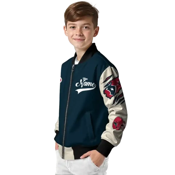 custom houston texans razorback outline blue nude bomber jacket trendy