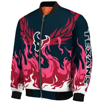 custom houston texans winged blaze blue white bomber jacket best selling