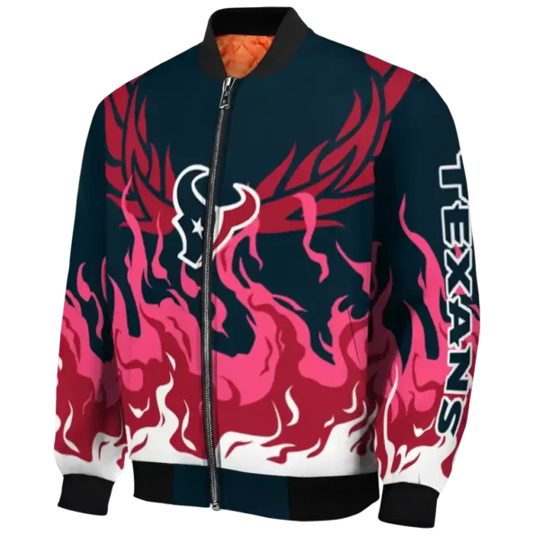 custom houston texans winged blaze blue white bomber jacket best selling