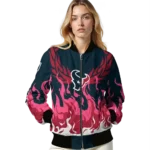custom houston texans winged blaze blue white bomber jacket best selling