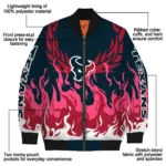 custom houston texans winged blaze blue white bomber jacket best selling