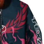 custom houston texans winged blaze blue white bomber jacket best selling